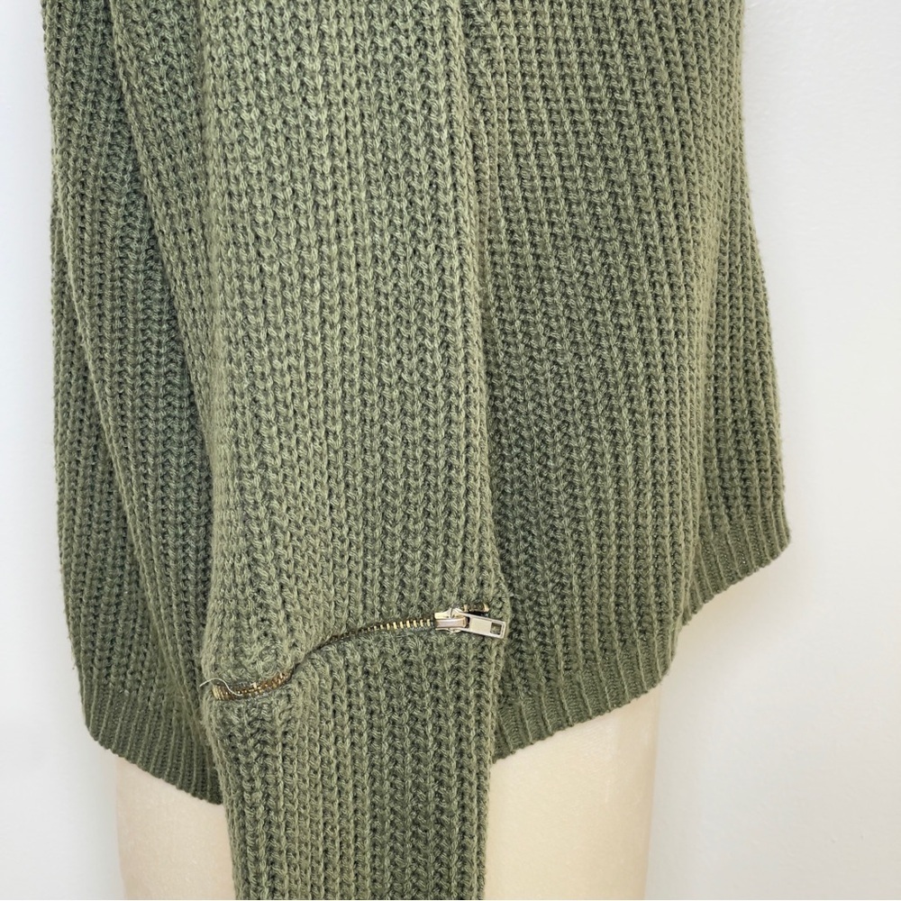 Charlotte Russe Olive Green Cropped Sweater Zip Sleeve Small - Picture 4 of 7